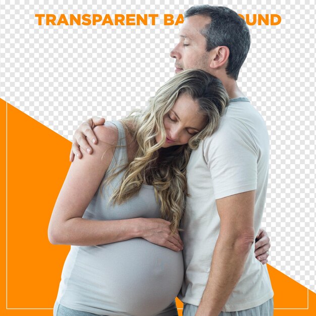 Casal feliz grávida com fundo transparente
