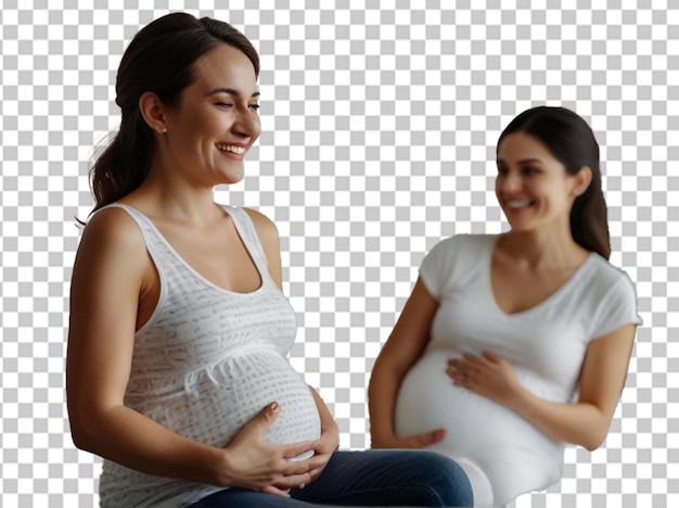 PSD casal feliz sentindo movimentos da barriga do bebê da mãe grávida