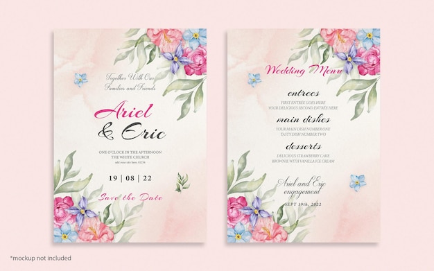 casal lindo casamento flores florais design de cartão de casamento