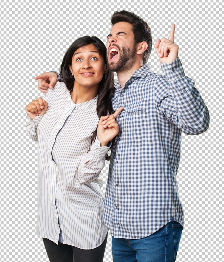 PSD casal louco se divertindo e dançando