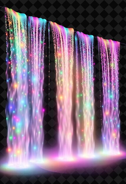 Cascada cromática brillante cascadas multicolores de luz Pou Y2K Inspiredr y flujo creando un
