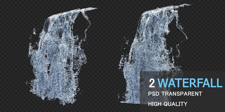 PSD cascada con gotas de diseño aislado premium psd
