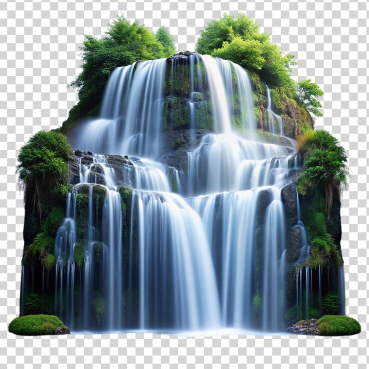 PSD cascada en la jungla aislada sobre un fondo transparente