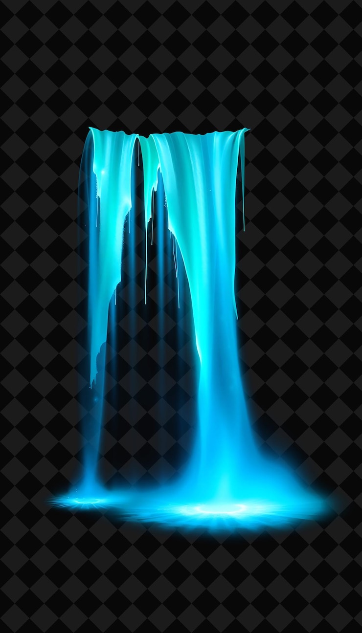 PSD cascade aurora una cascada de luz que brilla constantemente inspirada en el año 2000