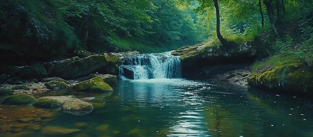 Une cascade sereine dans une forêt luxuriante