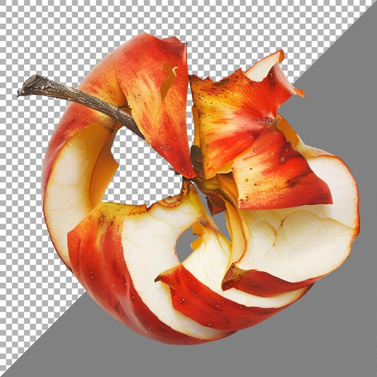 PSD la cáscara de manzana en un fondo transparente generada por ai