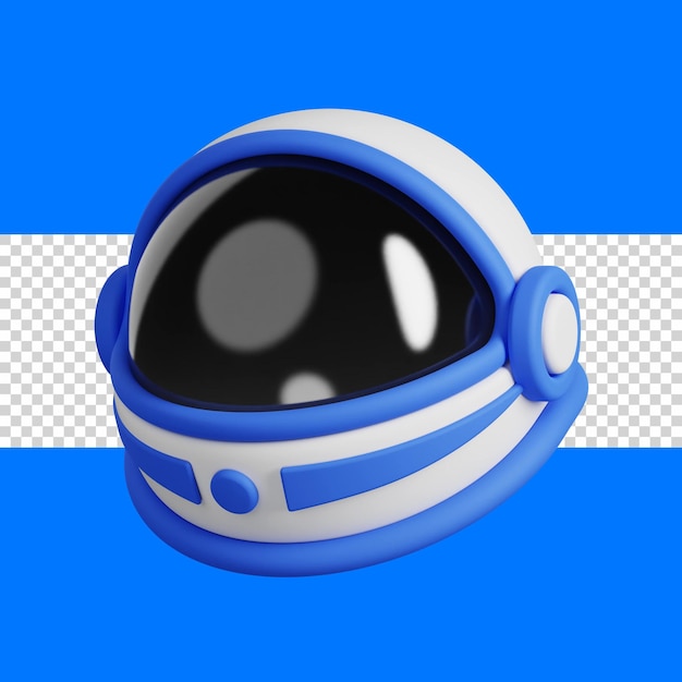 Casco de astronauta lindo fresco en color azul y blanco icono de renderizado 3d