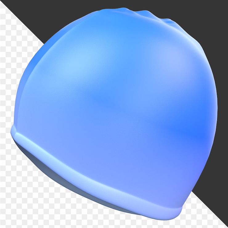PSD un casco azul con una gorra azul y un fondo negro