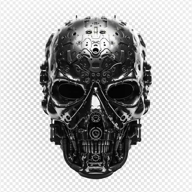 PSD casco de calavera de soldado aislado sobre fondo transparente robot futurista casco generativo ai