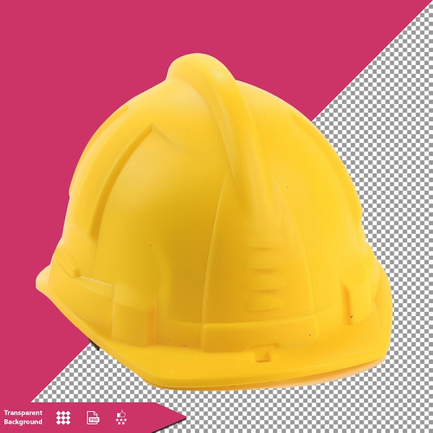 PSD un casco de construcción amarillo se muestra con un fondo rojo