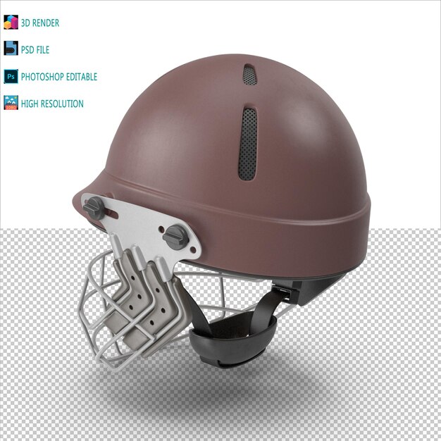 PSD casco de cricket 3d render psd