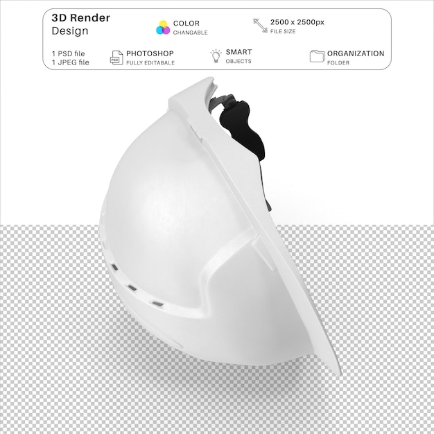PSD casco de segurança branco modelagem 3d psd