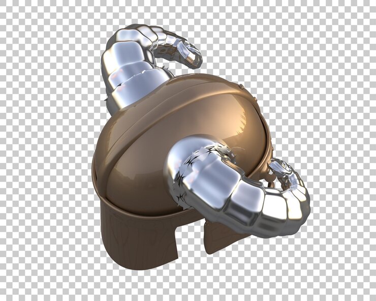 PSD el casco del guerrero aislado en el fondo ilustración de renderización 3d