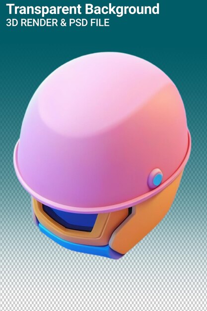 Casco de ilustración psd 3d aislado sobre un fondo transparente