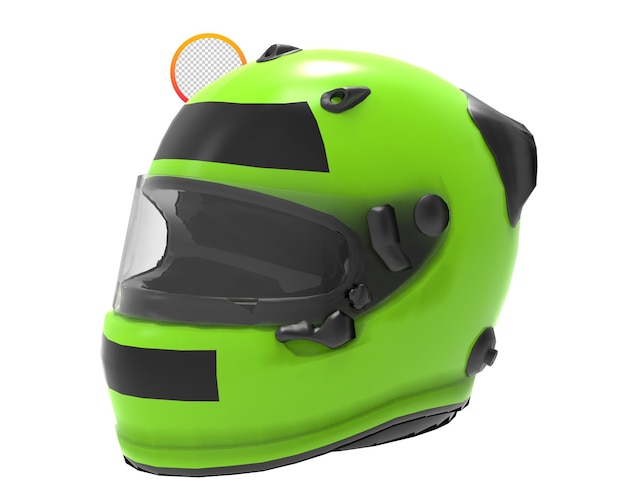 Casco de moto verde fondo transparente render 3d