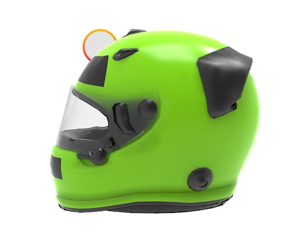 Casco de moto verde fondo transparente render 3d