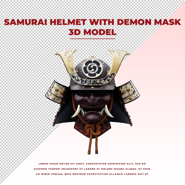 PSD casco samurái con máscara de demonio