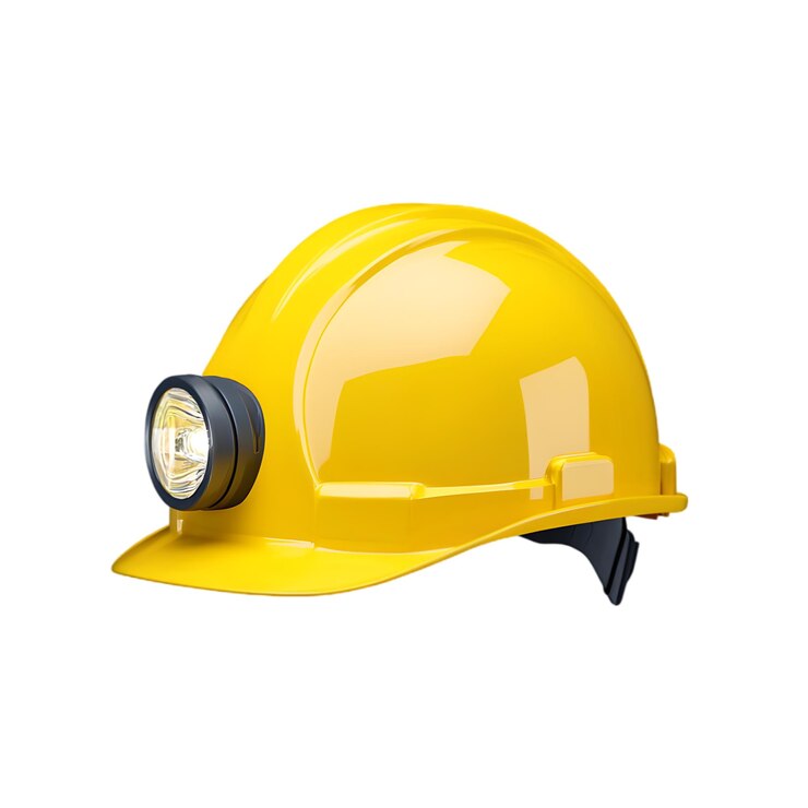 PSD casco de seguridad amarillo con faros de construcción y equipo de minería