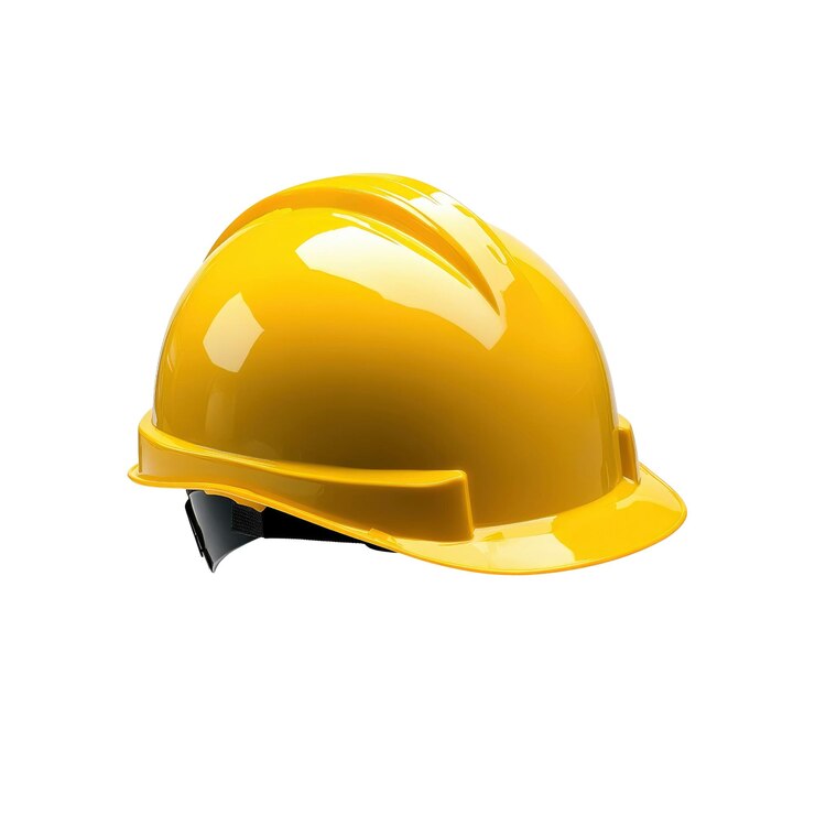 PSD casco de seguridad de casco amarillo aislado sobre fondo blanco