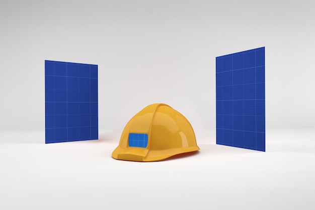 Casco de seguridad en el sitio de construcción