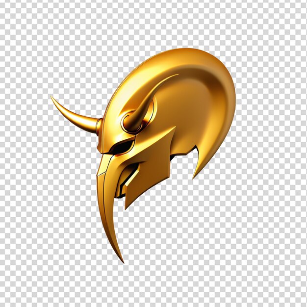 PSD casco vikingo dorado aislado sobre un fondo transparente ilustración en 3d