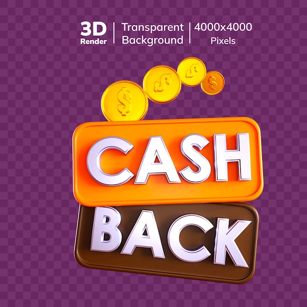 PSD cash back 3d-symbole cash back-symbolen geldrückgabe-garantie cash back-belohnungen in 3d