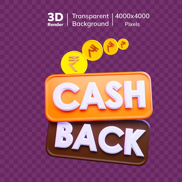 PSD cash back 3d-symbole cash back-symbolen geldrückgabe-garantie cash back-belohnungen in 3d