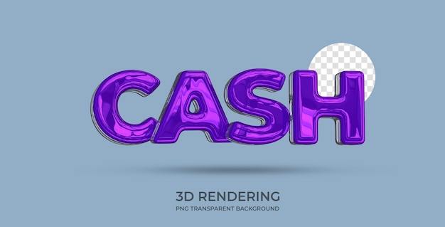 Cash Text Style 3D-Rendering transparenter Hintergrund