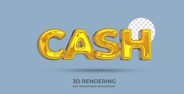 Cash Text Style 3D-Rendering transparenter Hintergrund