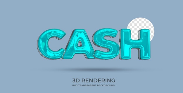 Cash Text Style 3D-Rendering transparenter Hintergrund