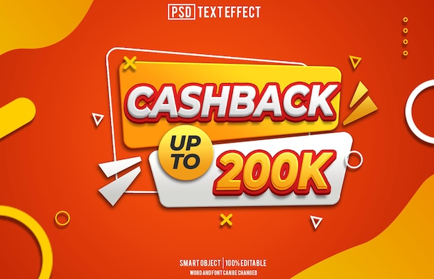 cashback 200k fuente de efecto de texto tipografía editable texto en 3D