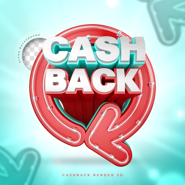 PSD cashback 3d label marketing mit neon und lichtern