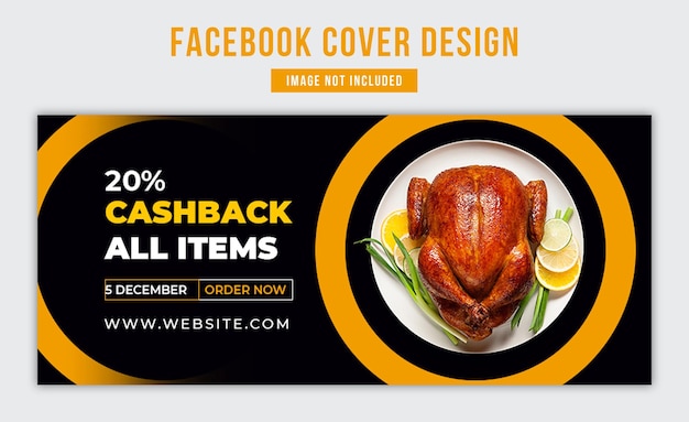 Cashback All Food items venta promocional ofrece diseño de portada de Facebook