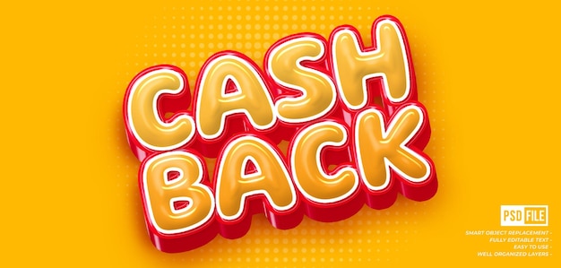 Cashback-text editierbarer texteffekt im 3d-stil