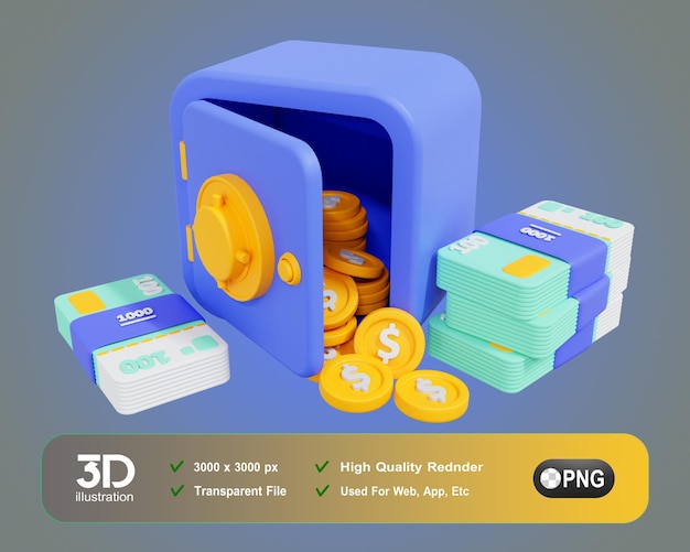 Casillero bancario 3d blue finance 3d icon ilustraciones