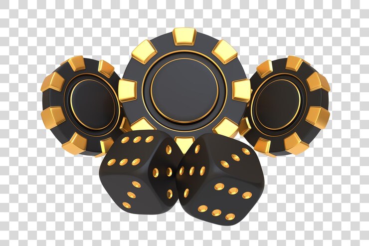 PSD casino chips and dice isolated on a white background