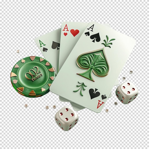 PSD casino y juego de win aislado en fondo transparente día del casino y días de tarjetas