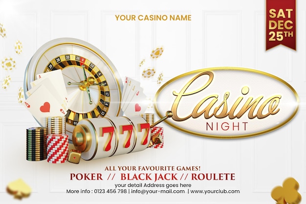 Casino Night Social Media Post-Einladungsvorlage