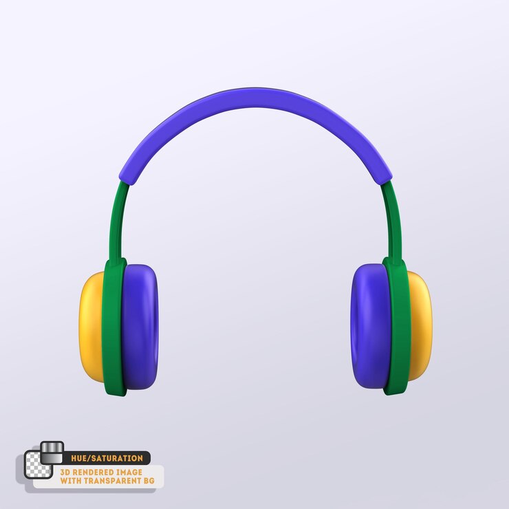 PSD casque 3d icon couleur isolée modifiable