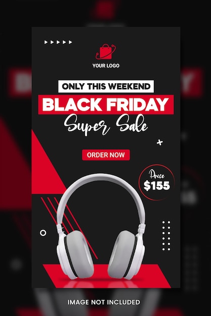 Casque Black Friday Big Sale Bannière de médias sociaux
