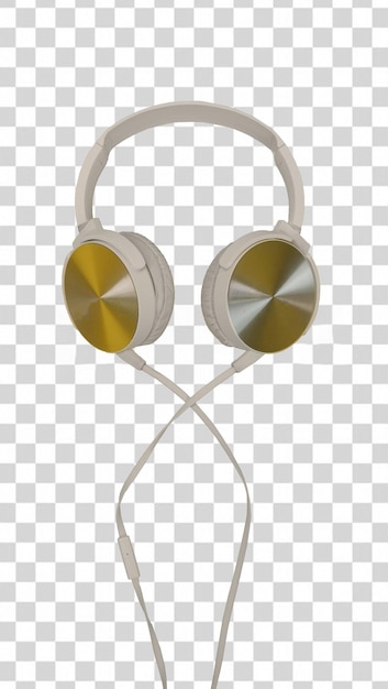 PSD casque avec un bord doré sur fond transparent.