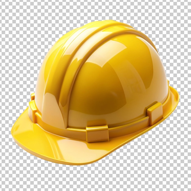 casque de construction en plastique dur jaune sur fond transparent