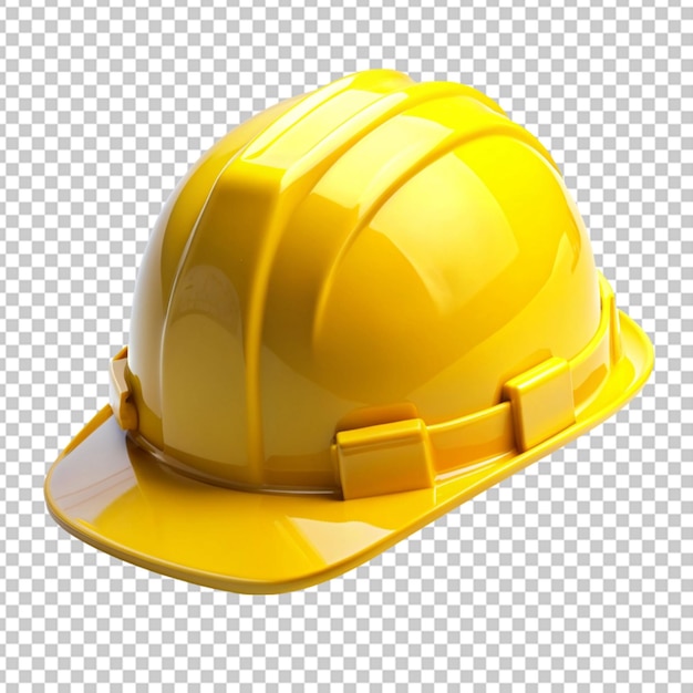 casque de construction en plastique dur jaune sur fond transparent