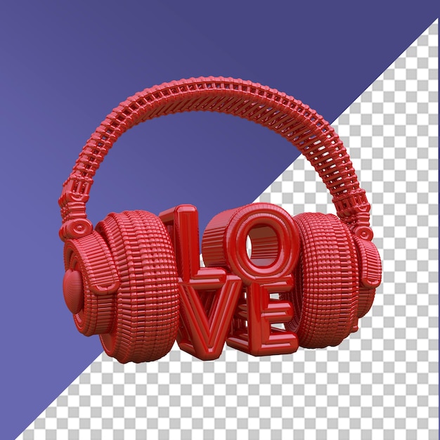 PSD casque dj love rouge