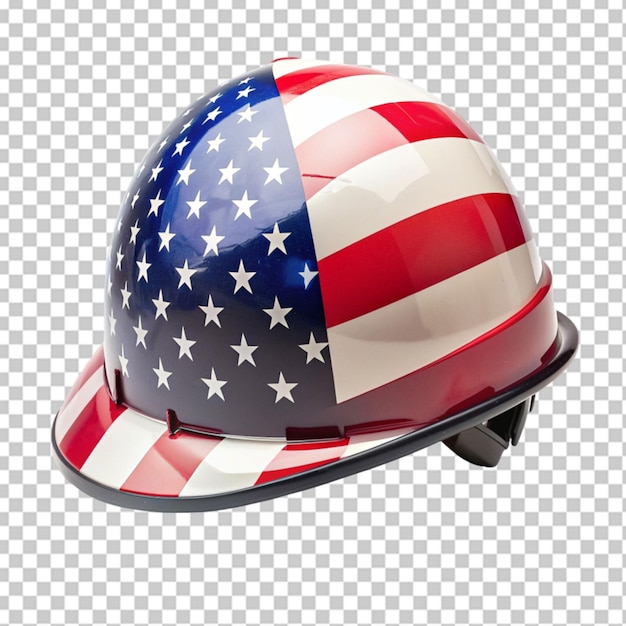 PSD un casque avec le drapeau américain est fait par un soldat