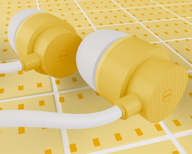 PSD casque jaune avec câble blanc