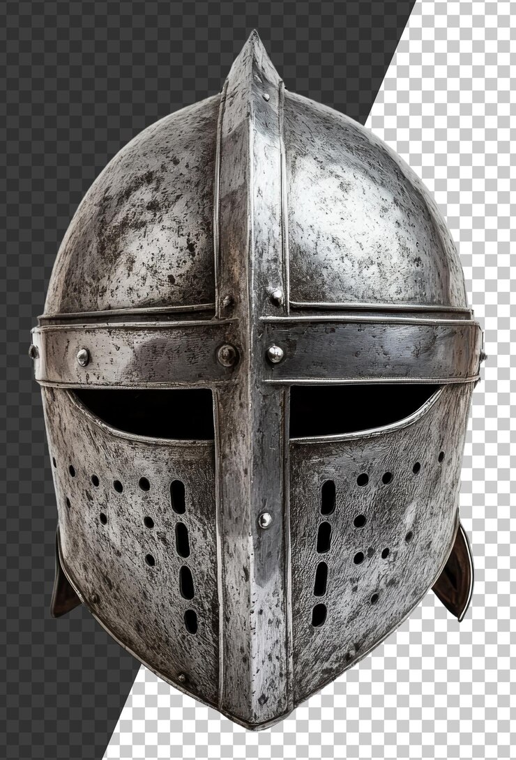 PSD casque médiéval détaillé sur fond blanc