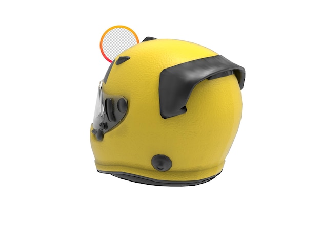 casque de moto jaune fond transparent rendu 3d