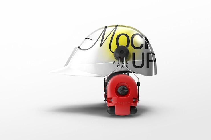 PSD casque de sécurité avec modèle de maquette de cache-oreilles conception psd