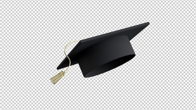 Casquillo de la graduación aislado sobre fondo transparente 3d render